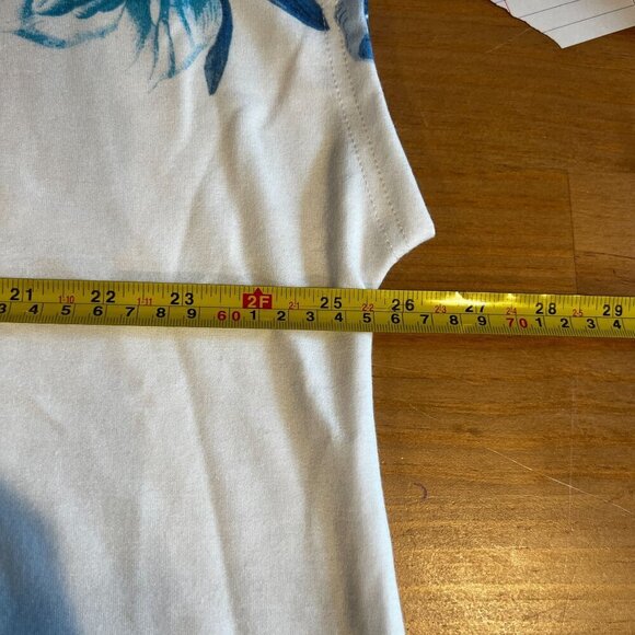 Jane + Delancey Womens Plus Size 1X Knit Top Short Sleeve White Blue Floral - Picture 7 of 8
